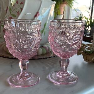 2 Signature Madonna Inn Rose-Tinted Embossed Goblets Sold Out on Website